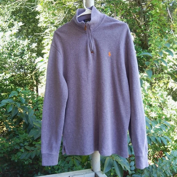 Polo Ralph Lauren Men Quarter Zip Cotton Pullover Sweater Medium - Picture 1 of 6